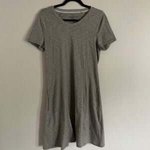 Toad&Co T-Shirt Dress Women Medium Gray Striped Organic Cotton Tencel Casual